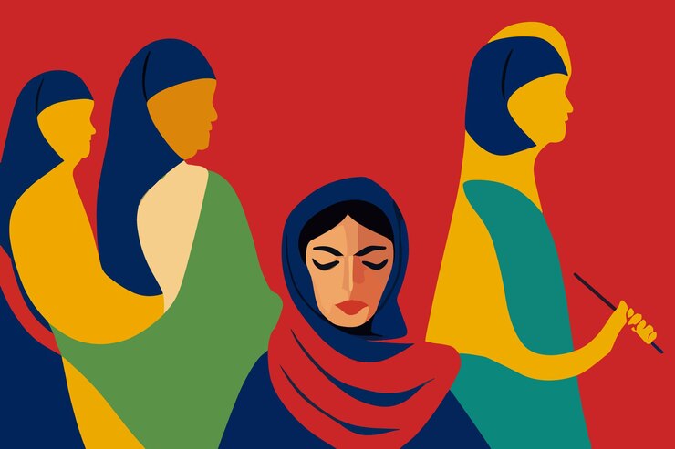 Vetor protestos no irã imagem de uma garota iraniana usando um hijab