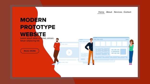 Vetor protótipo interativo moderno de vetor websie