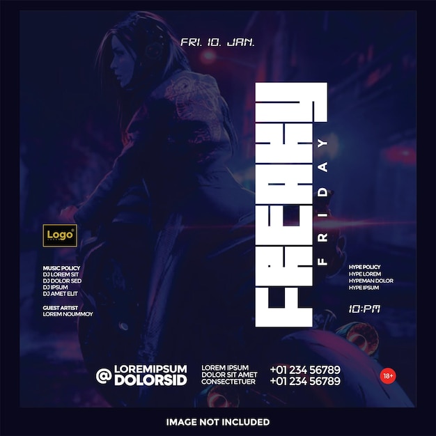 PSD freaky festa de sexta-feira à noite modelo de mídia social