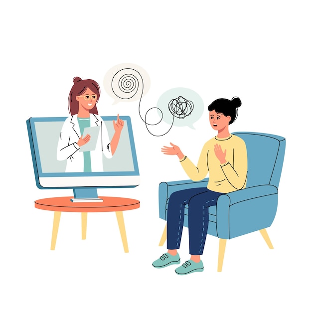 Psicólogo médico consulta on-line Prática de psicoterapia ajuda consultando paciente