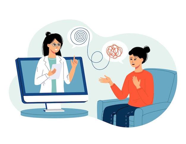 Psicólogo médico consulta on-line Prática de psicoterapia ajuda consultando paciente