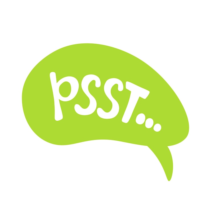 Psst Sound para chamar a atenção de outra pessoa Pssst T gráfico imprimível Design de texto doodle para impressão Ilustração vetorial
