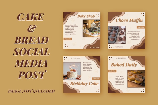 Publicação de mídia social de bolo de pão