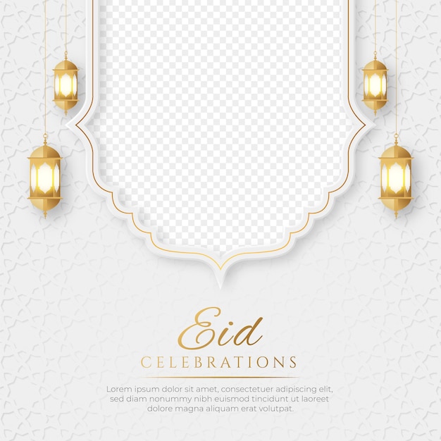 Publicação de mídia social islâmica Eid Mubarak com espaço vazio para foto