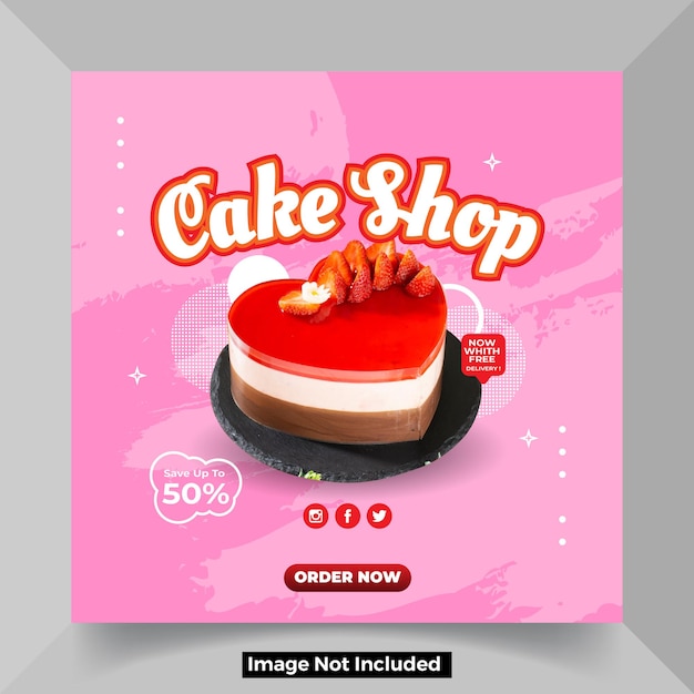 Publicação de modelo de banner de bolo de chocolate para mídia social empresarial