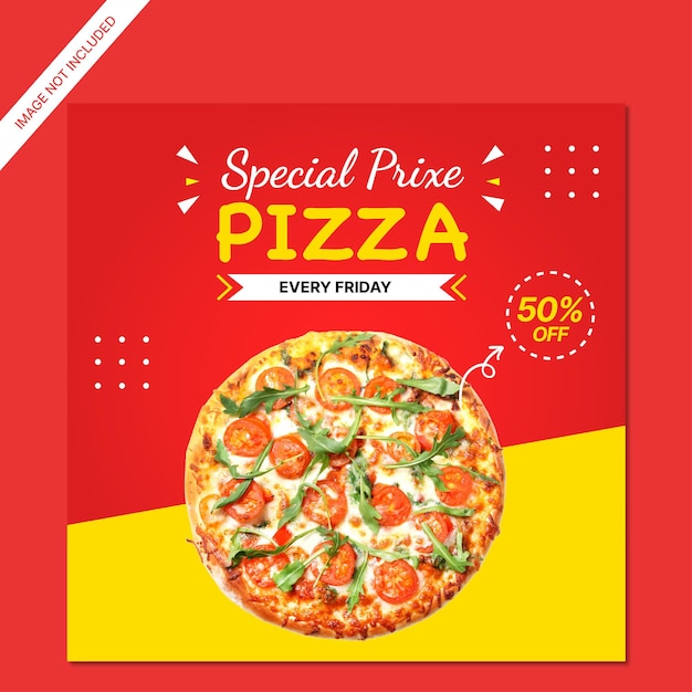 Publicação do instagram de promoção de mídia social de comida de pizza