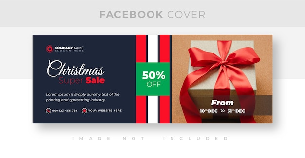 Publicidade de natal e design da capa do facebook com desconto