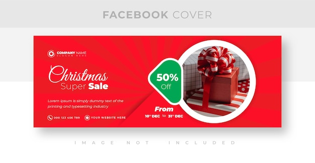 Publicidade de natal e design da capa do facebook com desconto