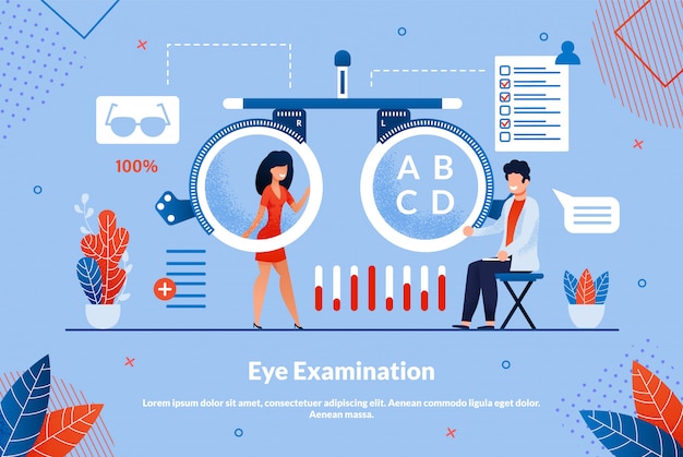 Vetor publicidade flyer inscrição exame oftalmológico.