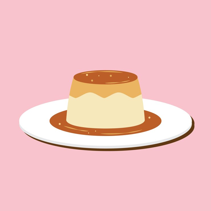 Vetor pudding de leite de hokkaido com ilustração de molho de caramelo