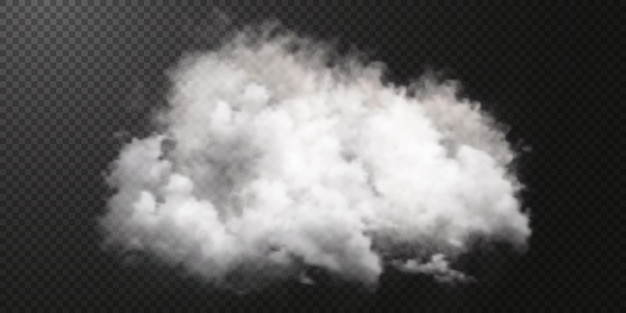 Puff de fumaça branca isolada em fundo preto transparente png textura eficaz de névoa de vapor