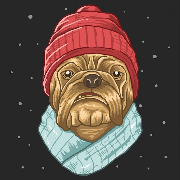 Vetor pug com inverno frio slayer