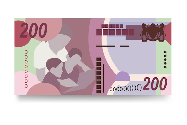 Vetor pula vector illustration botswana money set pacote notas de banco dinheiro de papel 200 bwp