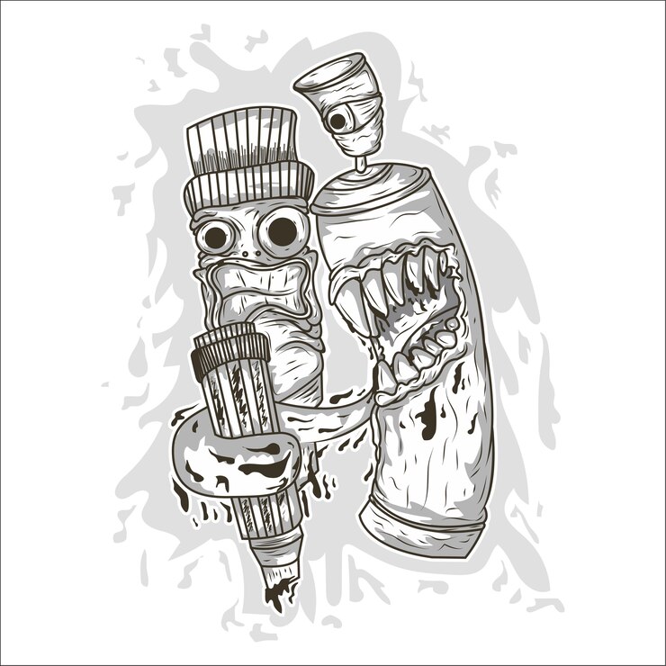 Vetor pulverizador de graffiti de vetor dos desenhos animados