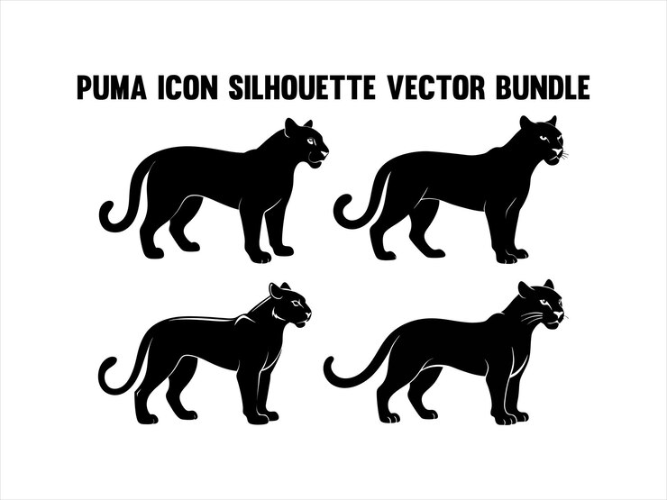 Vetor puma icon silhouette vector setpuma ilustração