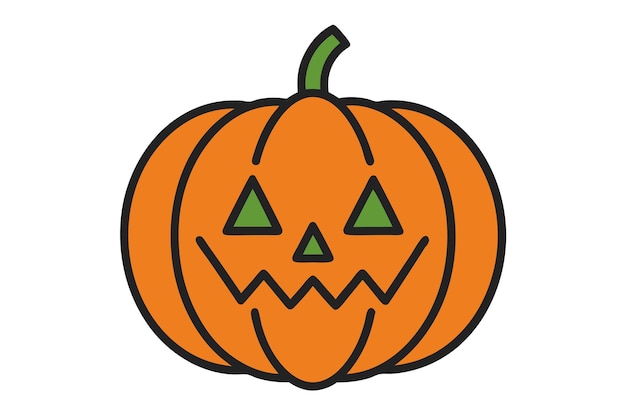 Pumpkin Halloween linha vetorial arte aquarela clipart ilustração com isolado em fundo branco