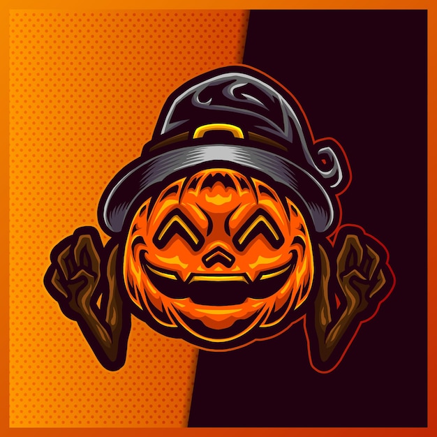 Pumpkin wizard esport e logotipo do mascote do esporte.