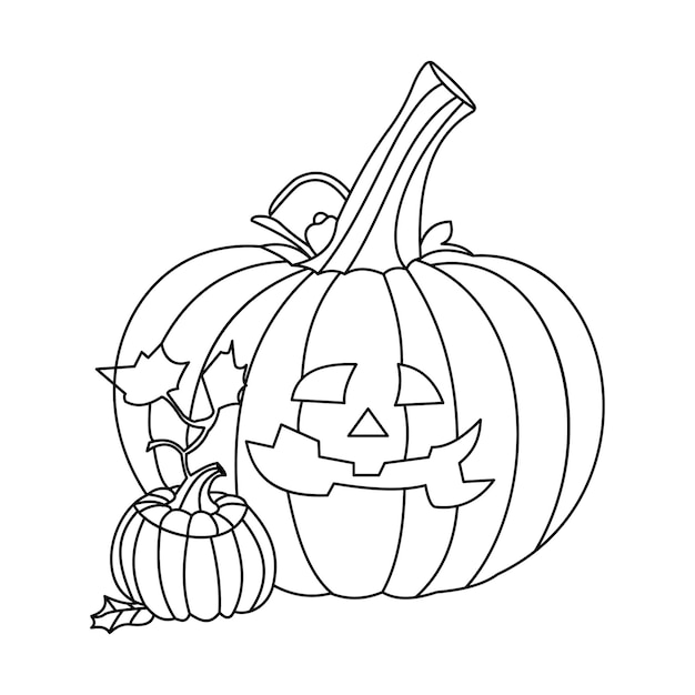 Pumpking desenho de arte vetorial e desenho de tatuagem de uma linha contínua