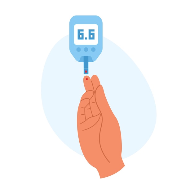 Punção de dedo para diagnóstico em casa ou conscientização sobre o diabetes com glicometroxD