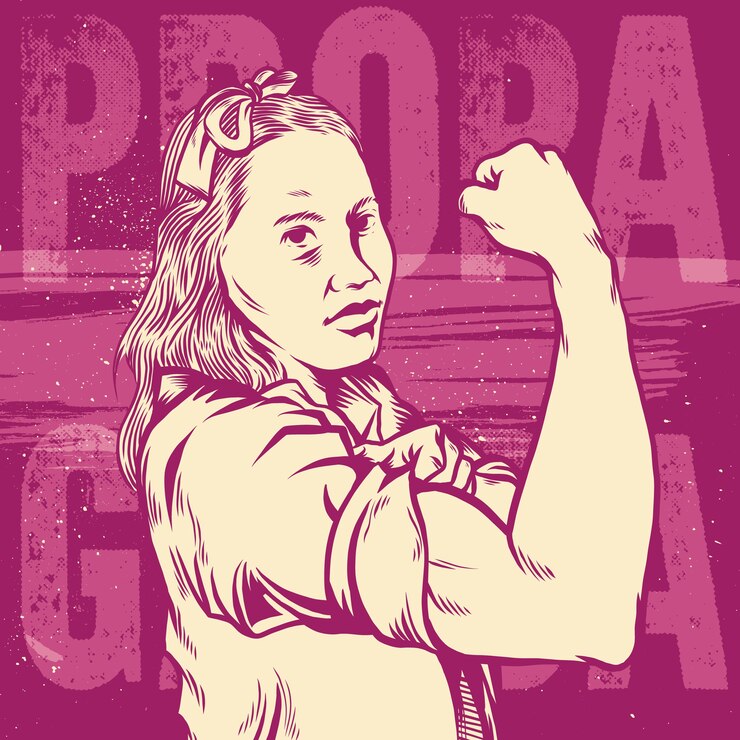 Vetor punho da mulher / símbolo do poder feminino e da indústria