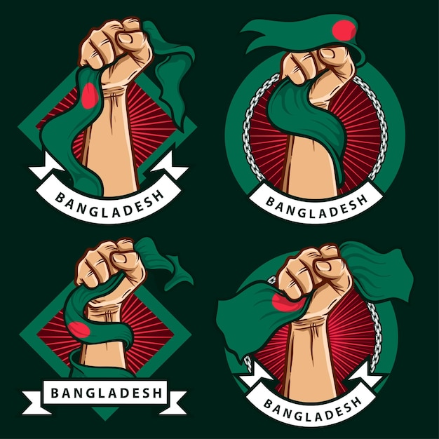 Punhos com ilustração da bandeira nacional de bangladesh