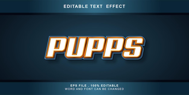 Vetor pupps editáveis de efeito de texto