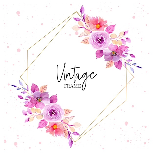 Purle aquarela vintage floral frame