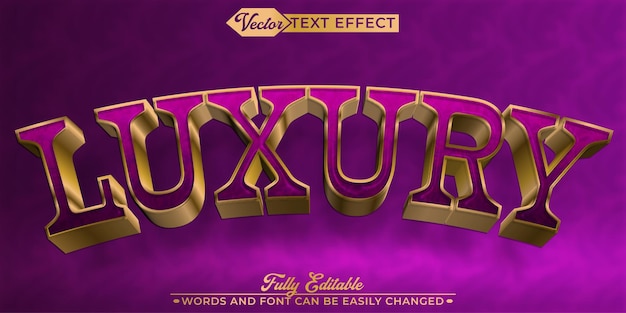 Purple Golden Luxury Vector Modelo de Efeito de Texto Editável