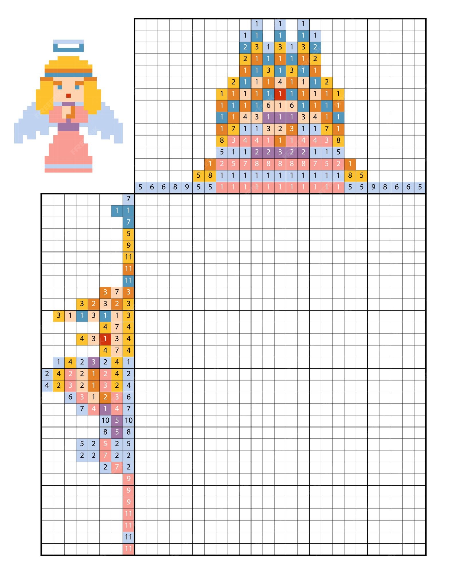 Puzzle de pintar por número (nonogram), jogo educacional para crianças, bee