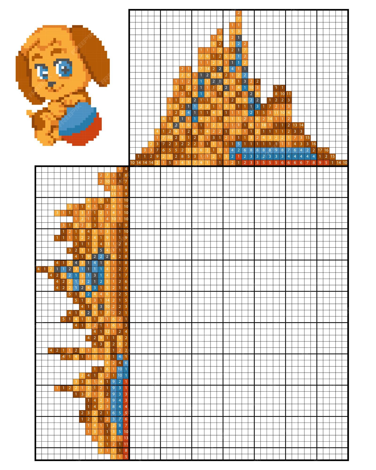 Puzzle de pintar por números (nonogram), jogo educacional para crianças,  sereia