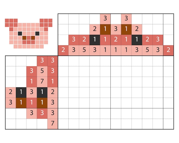 Puzzle de pintar por número (nonogram), jogo educacional para