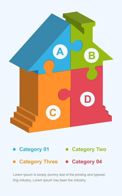 Puzzle home 3d infographic design