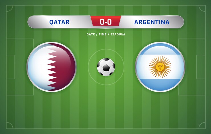 Vetor qatar vs argentina scoreboard transmissão futebol da américa do sul torneio de 2019, grupo b
