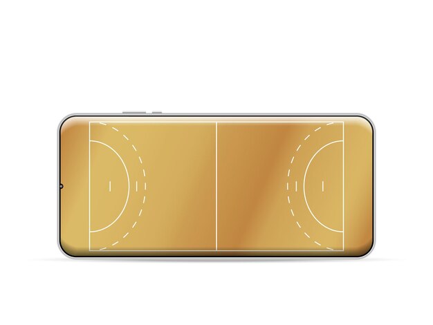 Quadra de handebol em smartphone