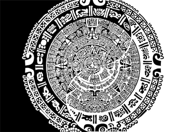 Quadro abstrato do calendário maia dos símbolos maias antigos
