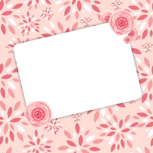 Vetor quadro bonito com ilustração em vetor flores rosa.