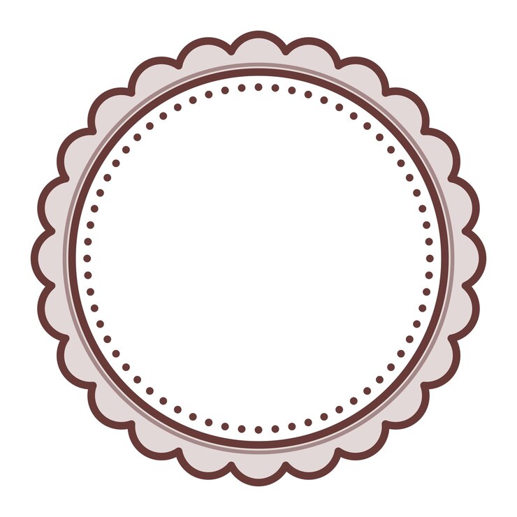 Vetor quadro branco circular decorativo simples com borda marrom escura com desenho de borda simples