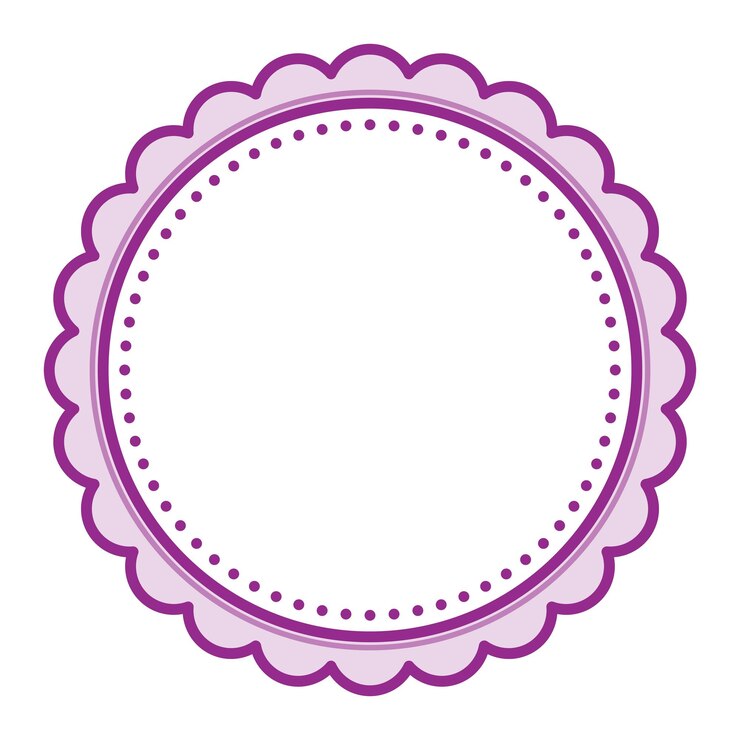 Vetor quadro branco circular decorativo simples com borda roxa com borda simples