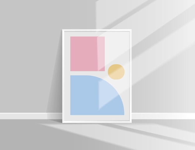 Quadro branco com desenho no chão Modelo vetorial com luz solar