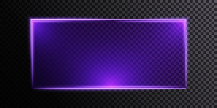 Vetor quadro brilhante brilhante com um brilho roxo em um fundo transparente vector