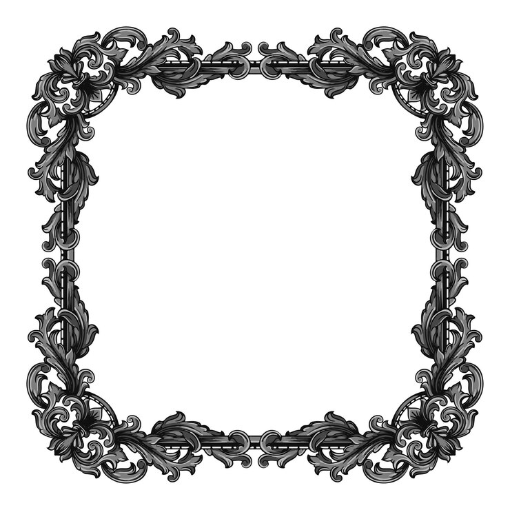 Vetor quadro cinza e preto com gravura ornamento arte de ilustração vetorial