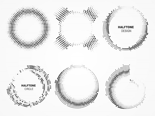 Quadro circular de meio-tom. círculos tecnológicos com pontos.