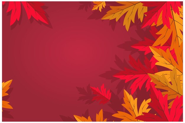 Quadro com folhas de bordo de outono brilhantes e sombras em um fundo de gradiente rosa Ilustração de outono