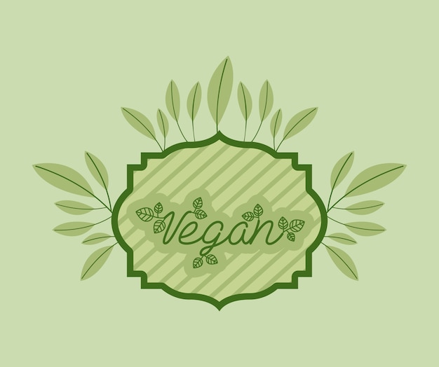 Vetor quadro com folhas de comida vegetariana