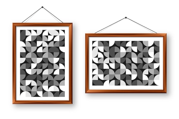 Quadro com padrão geométrico de tendência estilo bauhaus fundo moderno elementos simples retro