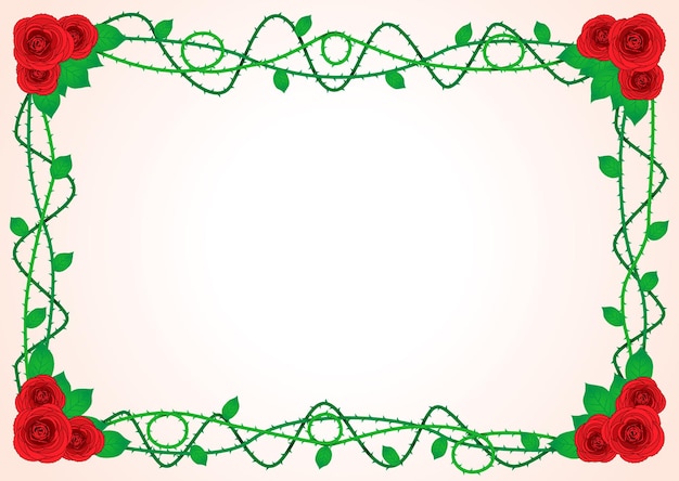 Vetor quadro com rosas e espinhos