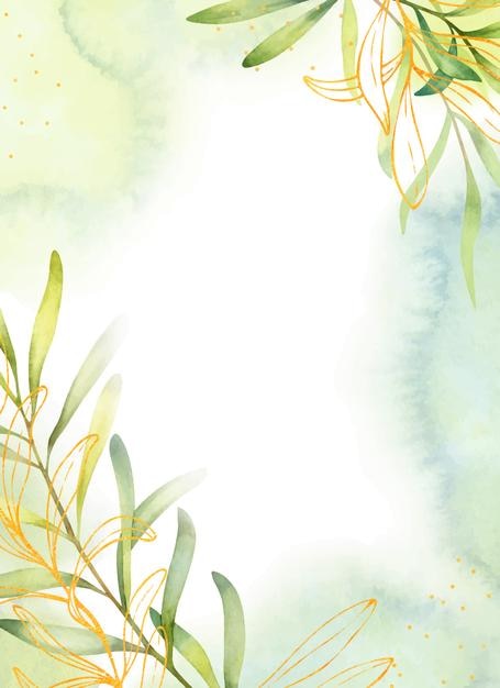 Quadro de azeitona desenhado à mão em design de luxo com fundo de aquarela