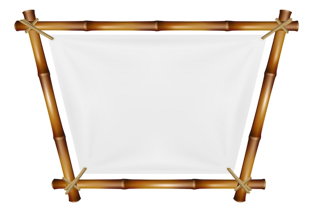 Quadro de bambu. Borda decorativa em estilo rústico tradicional isolado no fundo branco