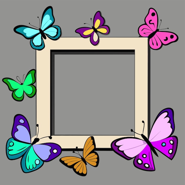 Vetor quadro de borboleta desenhado à mão plano estiloso adesivo de desenho animado conceito de ícone ilustração isolada