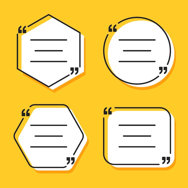 Vetor quadro de caixa de citações ou quadro de texto em conjuntos de vetores de molduras de formas de contorno geométricas
